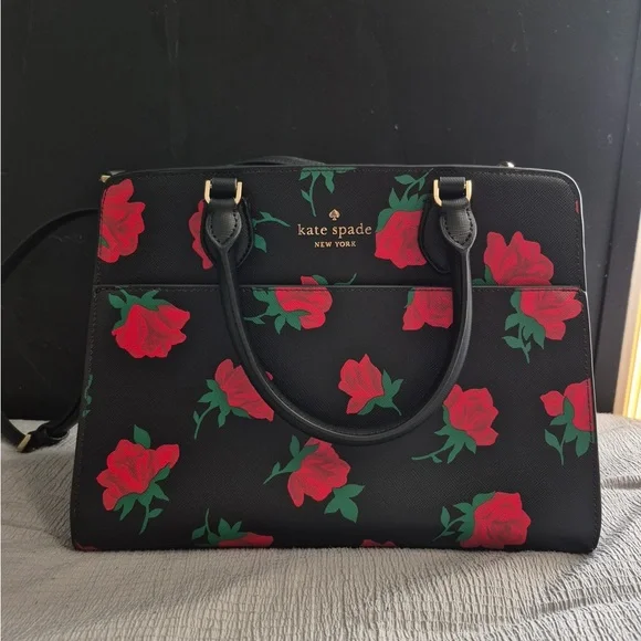🥳HP🥳Kate Spade NWT Madison Rose Toss Printed Satchel - Picture 5 of 7